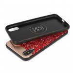 Wholesale iPhone X (Ten) Sparkling Glitter Chrome Fancy Case with Metal Plate (Black)